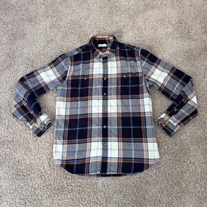 Sonoma Plaid Flannel Shirt 100% Cotton Blue Multi-Color Western Casual Men's M